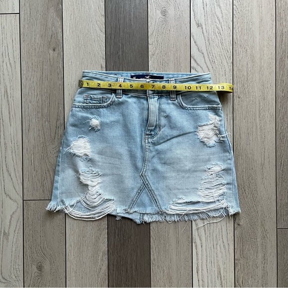 Denim Distressed Mini Skirt - Picture 5 of 5
